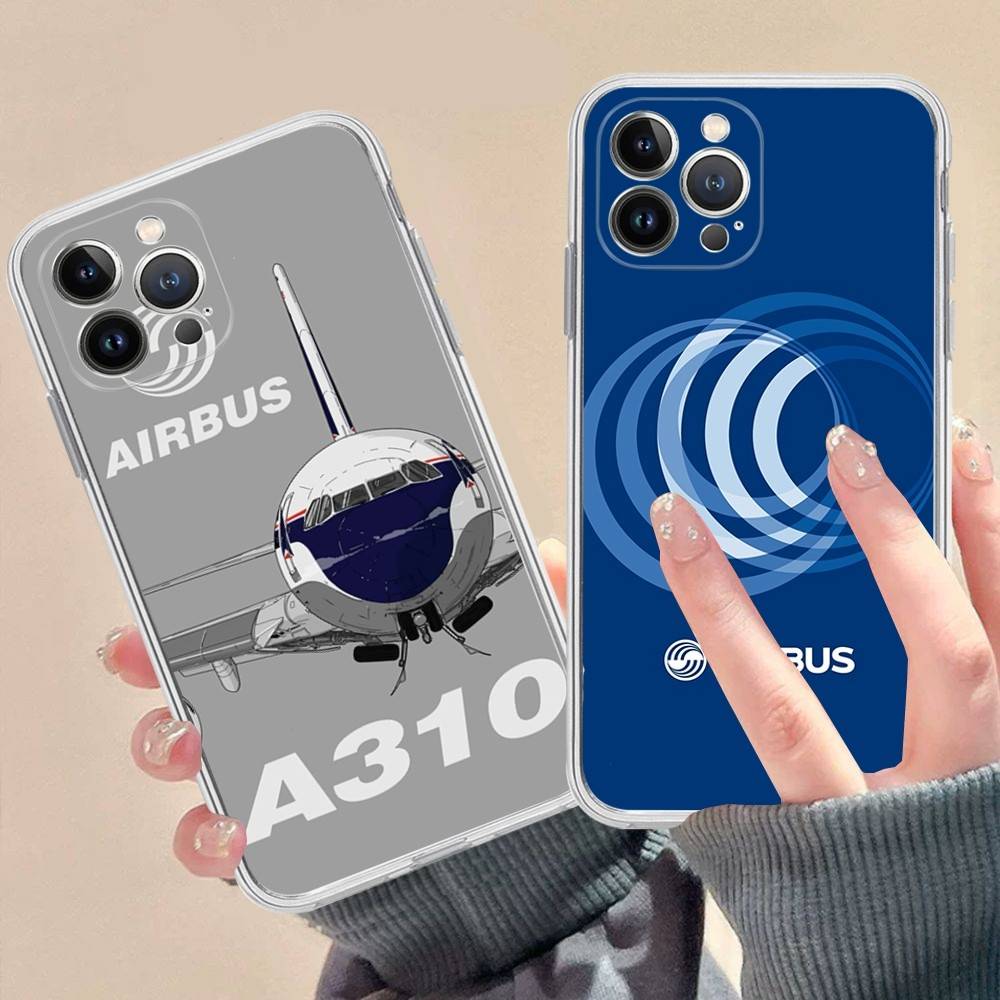 Custodia per Telefono con Logo A-Airbus per iPhone 11 13 16 12 17 14 15 Pro Max Plus Cover Posteriore Morbida Trasparente Coque
