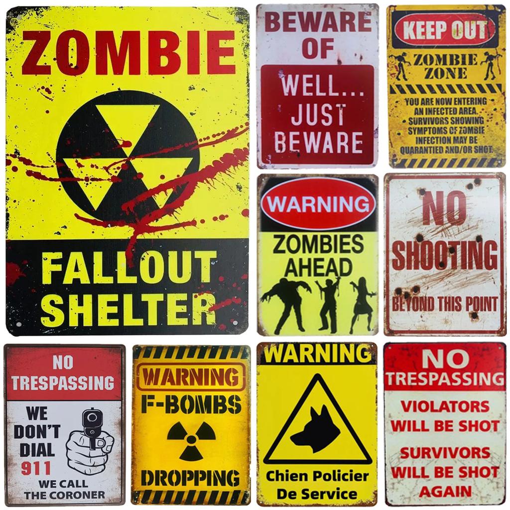 Warning Beware Metal Tin Signs Plaque Wall Decoration Vintage Art Posters Iron Painting for Man Cave Home Cafe Garden Club Bar