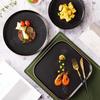 Black Frost Steak Plate 8-inch Household Square Gold Border Western Dining Plates Western Restaurant Italian Pasta Tableware