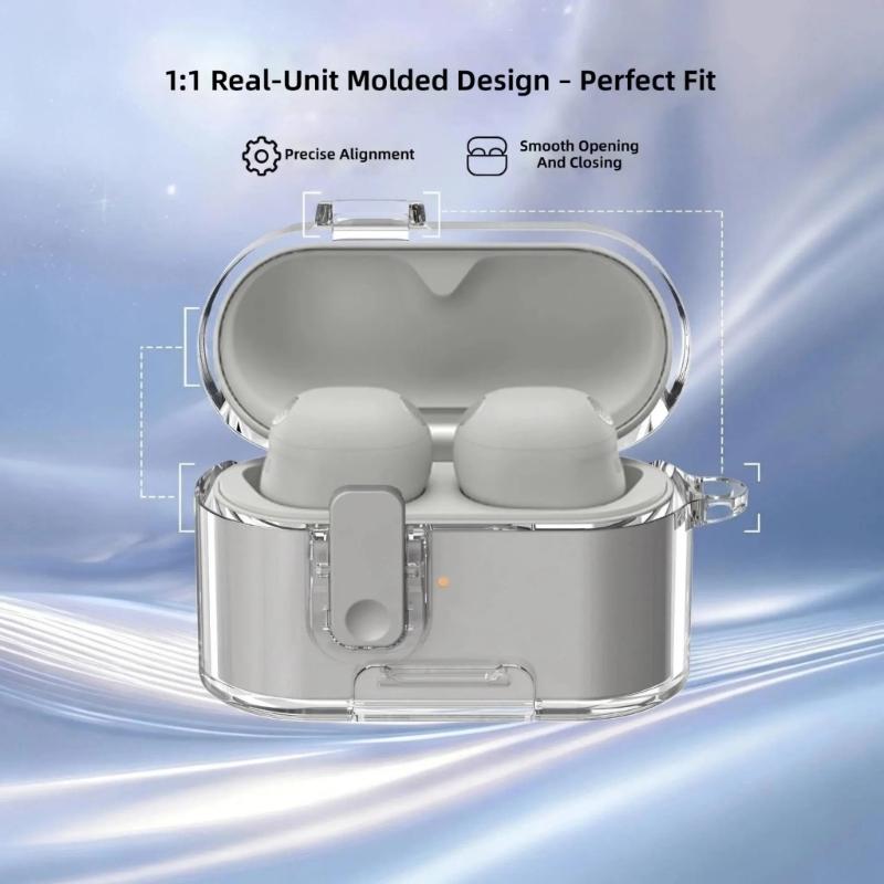 PC TPU Clear Protective Case For WF-1000XM6 Earbud With Secure Lock And Build In Phone Stand Function