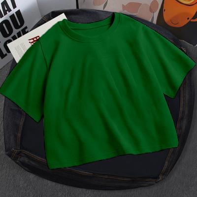New Summer Solid Color Women's Crop T-shirt Short Sleeve Slim Fit Casual Cotton Tee Shirt Female Simple Fashion Elegant Tshirts Woman 24498