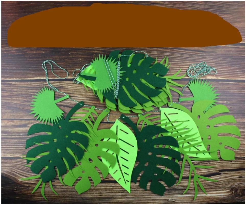 Summer Hawaii Theme Turtle Leaf Banners Jungle Safari Tropical Garland Flags for Wedding Birthday Baby Shower Party Decoration