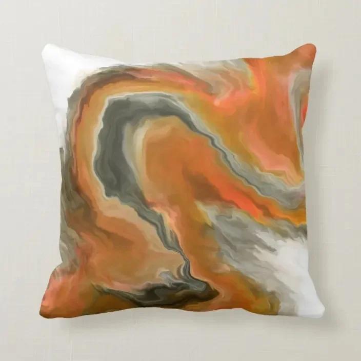 

Orange Black Grey Fluid Abstract Art Painting Pillowcase 60*60 Sofa Decoration Cushion Cover 45*45 Home Decoration 12x12Inch