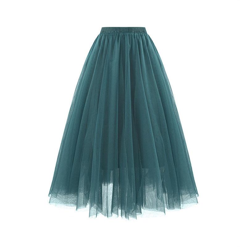 

Женская зеленая юбка-пачка, юбка-трапеция из сетчатого тюля в складку длиной до середины голени, с высокой талией, официальная одежда для вечеринок, пышная юбка для танцев для карнавала XL