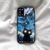 Case for Samsung Galaxy A21s Anime Black Cat Starry Cloud Print Phone Cover Acrylic Hard Back Shell With Flexible TPU Edge