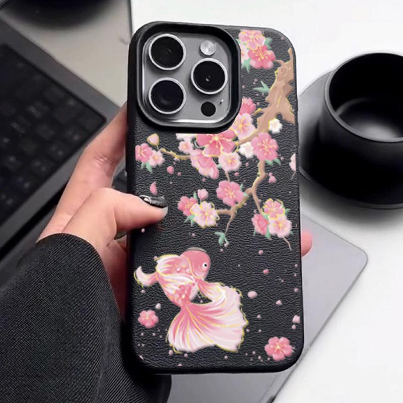 Flower Phone Case For iPhone 17 Pro Max Case iPhone 16 14 13 15 11 12 17 Pro Max Plus 16e Shockproof Soft Leather Cute Cover