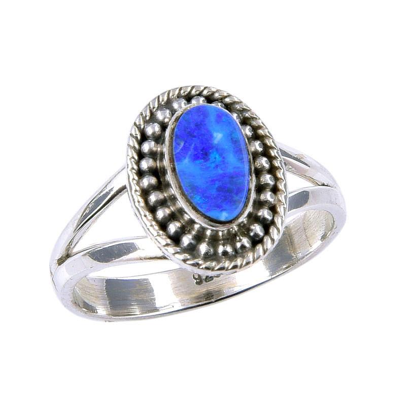 Natural Australian Opal Gemstone 925 Solid Sterling Silver Ring Size 6.5 M7l30