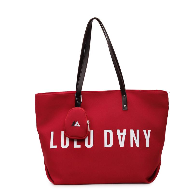 

2025 Новая Модная Сумка-Тоут Большой Вместимости с Алфавитом, Повседневная Дорожная Сумка-Тоут через Плечо No small bag бордовый