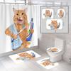 Creative Digital Printing Shower Curtain Cat Four-Piece Shower Curtain