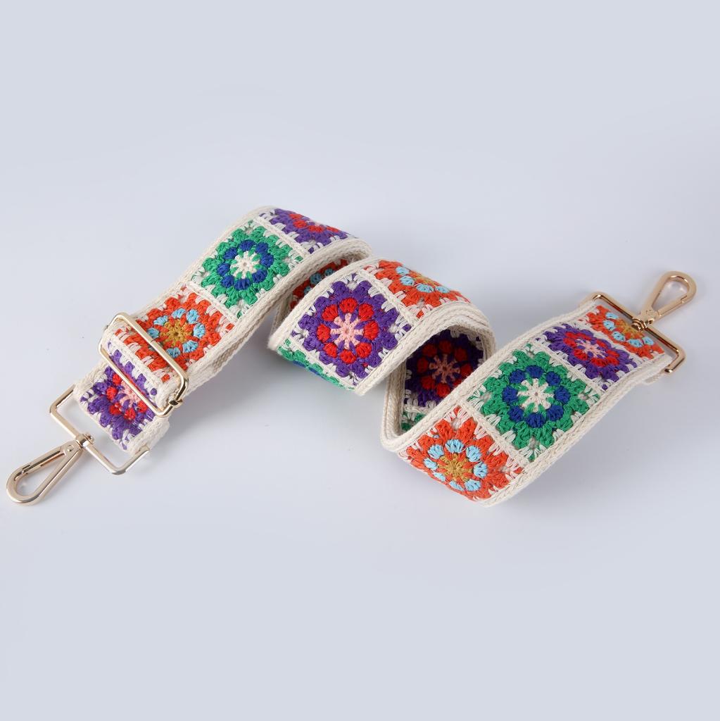 New Versatile Women's Bag Strap Bohemian Embroidered Webbing Crossbody Strap Adjustable Length Single Shoulder Strap Accessories