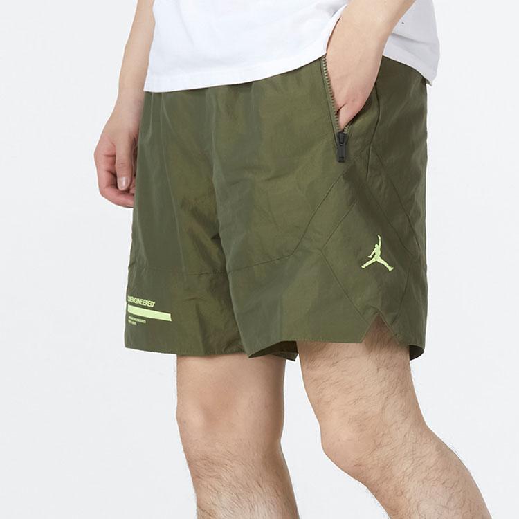 Jordan Solid High-Waist Straight-Leg Sport Shorts Men Bottoms Army-Green DM9981-222