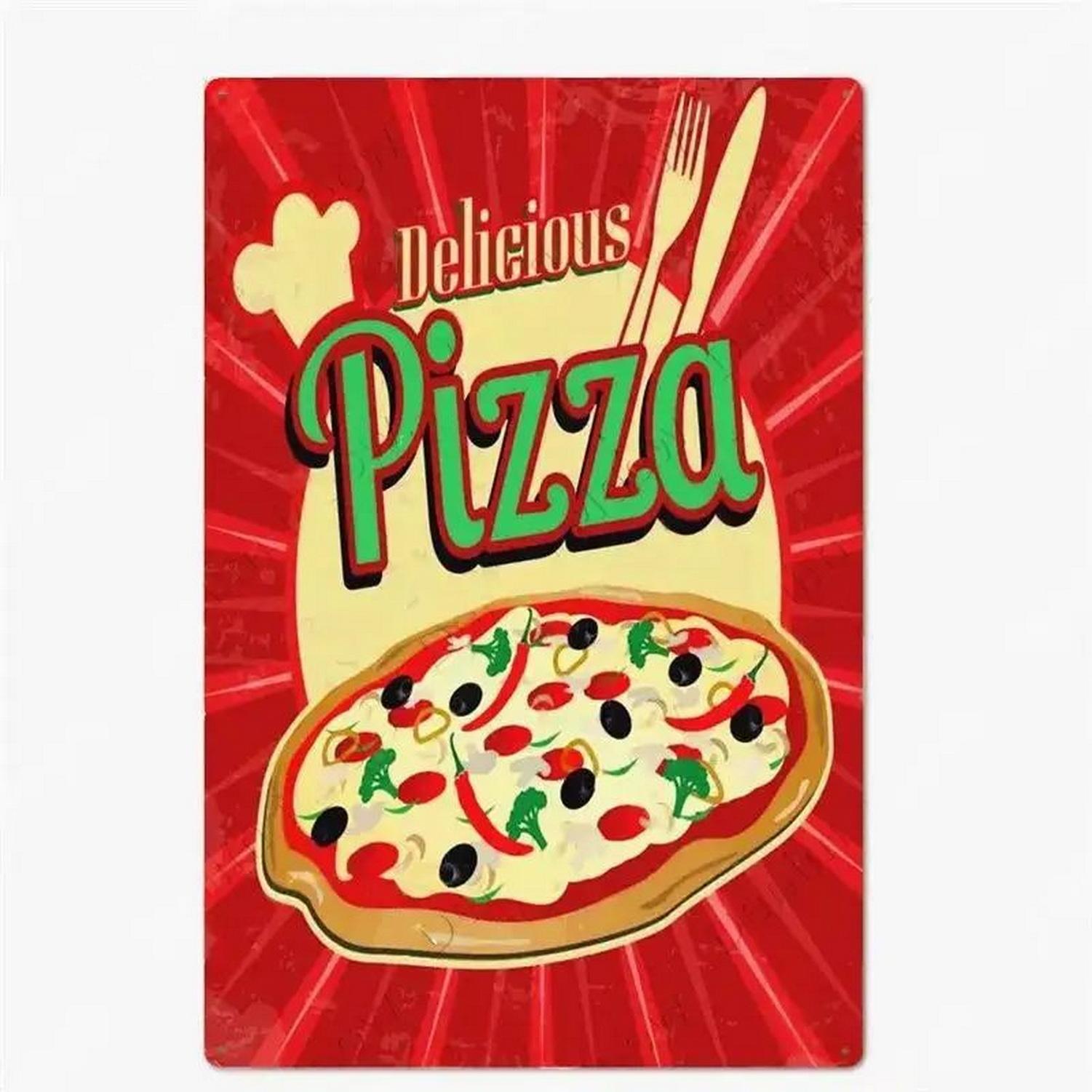 

Great Food Best Homemade Pizza Here Metal Tin Signs Wall Art Posters Plate Wall Decor for Bars Man Cave Cafe Clubs Garage Ret 20x30cm（7.8x11.8inch）