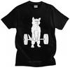 Fashion Mens Funny Powerlifting Cat T Shirt Deadlift Lifting T-Shirt Short Sleeve Crewneck Cotton Tshirt Summer Tee Tops Clothes