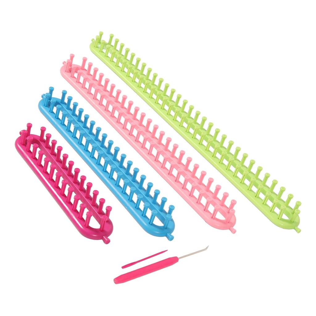6pcs Long Knitting Loom Set Rectangle Plastic Weaving Looms Set Knitting Loom Set with Hook Needle