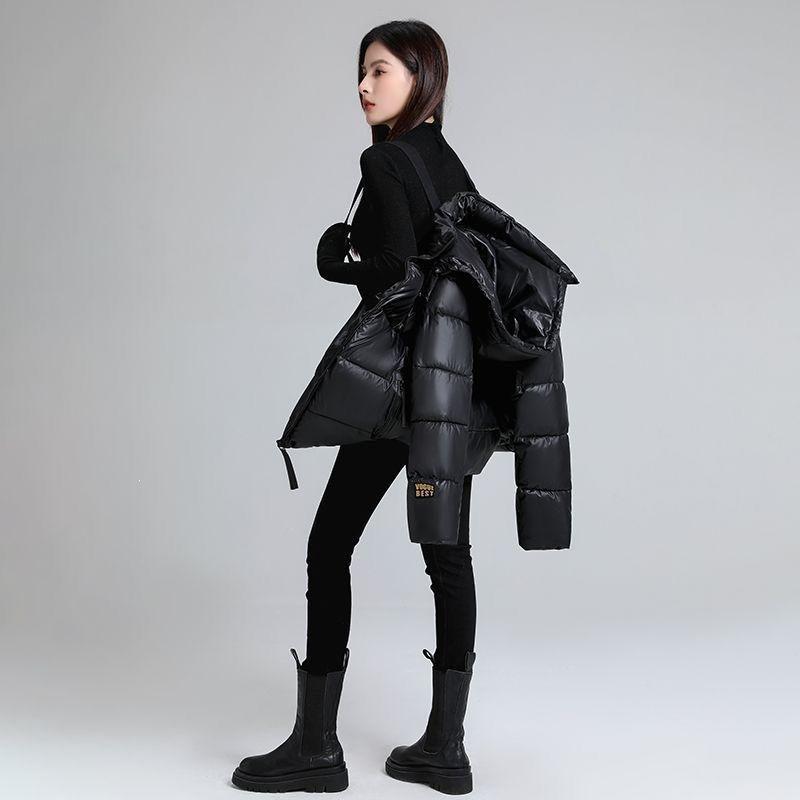 Black and gold cotton-padded clothes, hooded thickened cotton-padded clothes, men's and women's coats, large size loose and thick cotton-padded jacket