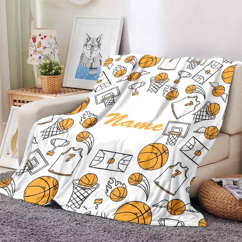 Custom Name basketball Theme Printed Blanket - Perfect for Couch, Bed, Travel & Outdoor Use | Machine Washable, Cozy & Durable.