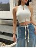 Women Sexy Tank Tops Chic Y2K Tops Halter Off Shoulder Tops Crop Tops Elastic Solid Tank Tops for Women Summer 2025
