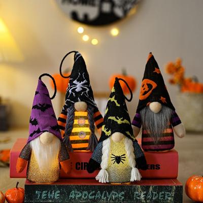 2pcs With Light Halloween Decoration Pendant Creative Cute Dwarf Small Pendant Hanging Artificial Faceless Doll Car