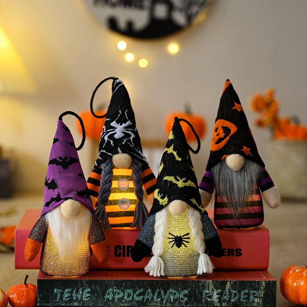 2pcs With Light Dwarf Small Pendant Hanging Faceless Doll Halloween Decoration Pendant Gifts
