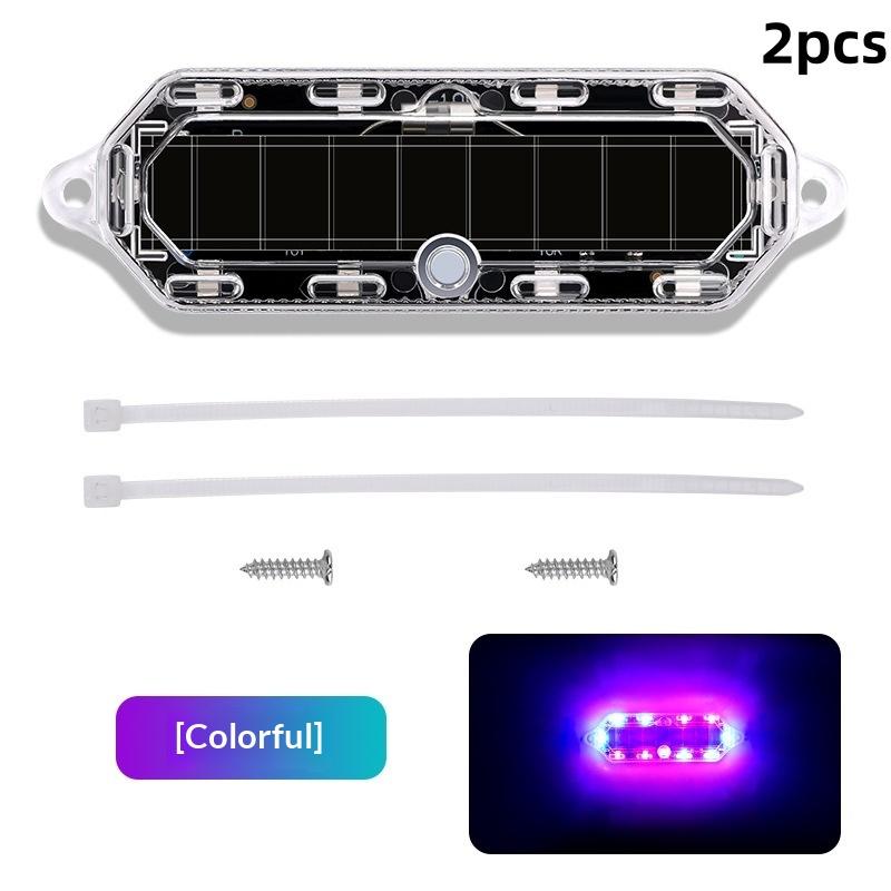 2Pcs Car Solar Charging-Free Anti-Rear Collision And Explosion-Proof Safety Light Motorcycle Brake Tail Light Modified Flash