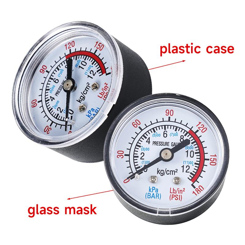 Bar Air Pressure Gauge Thread 1/4 BSP Thread 0-180 PSI 0-12 Manometer Double Scale For Air Compressor Pneumatic Hydraulic Fluid