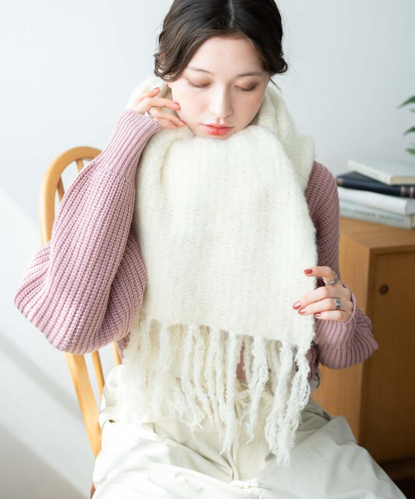 WEGO Unisex Boucle Knit Long Wrap Fluffy Solid School Size F Scarf, Scarf, Autumn/Winter Gift, Stole, Color, Uniform, Women's, Orange,