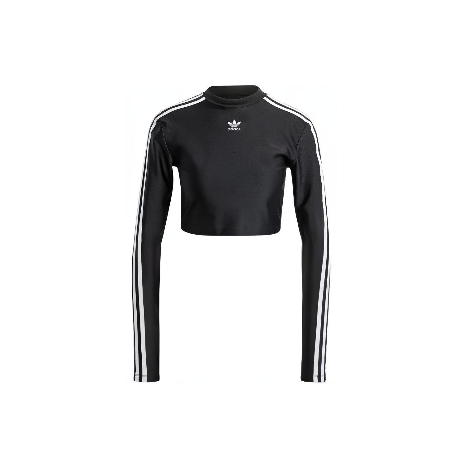 (WMNS) adidas originals 3-Stripes Cropped Long Sleeve Tee Asia Sizing Black Women s IU2428 XXS