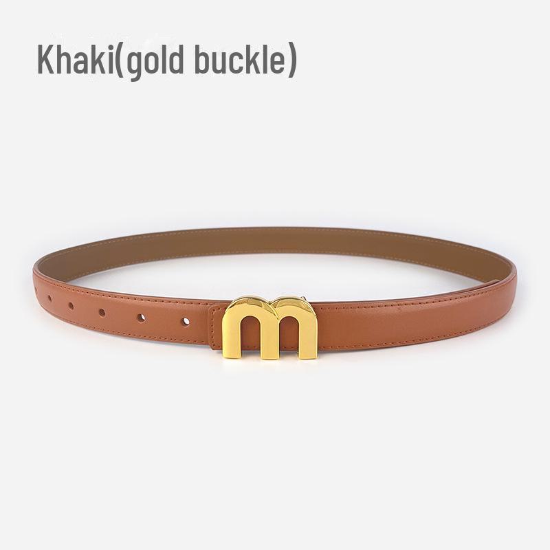 M Letter Genuine Leather Women's Belt - Versatile for Casual Pants, Skirts, and Jeans