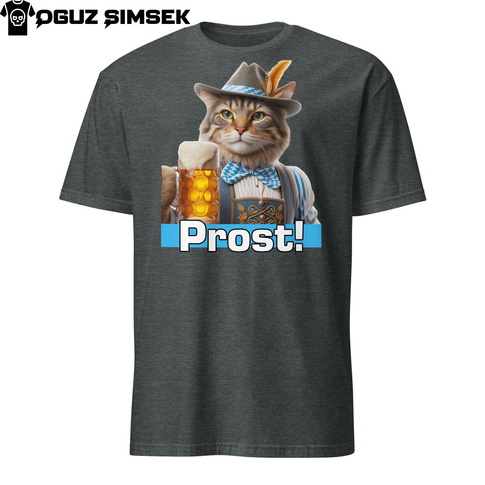 T-Shirt Mens Womens Tees Top | Cat in Bavarian Clothing | Prost Toast | Festive Oktoberfest Beer Tee 3XL
