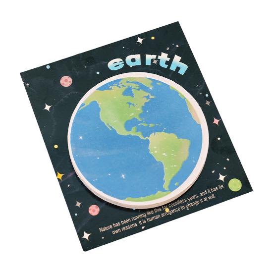 Planet-Themed Round Note Pads Creative Earth Moon Self-Adhesive Memo Pads for Students Practical Office School Supplies
