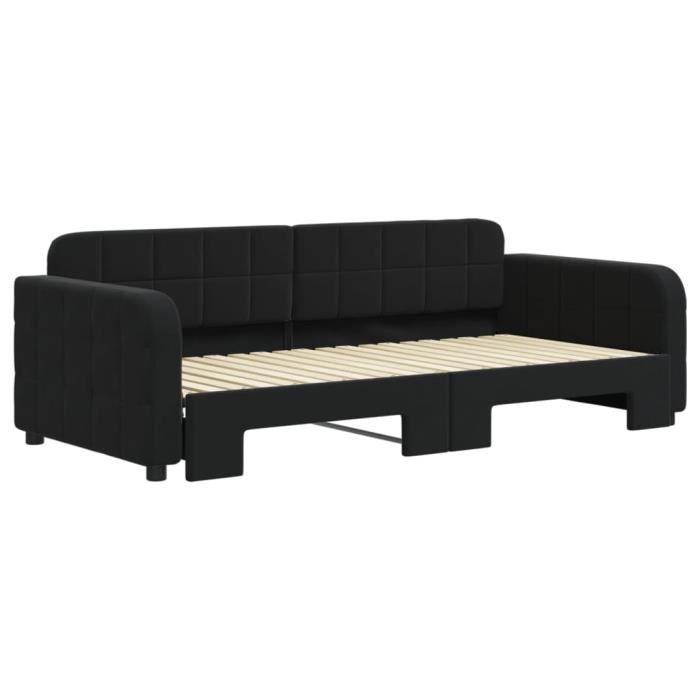 VidaXL Daybed with Trundle Bed Black 90x190 Cm Velvet 3196944