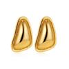 Vintage Stainless Steel Trapezoid Square Wing Geometric Stud Earrings for Women Gold Plated Striped Pleated Texture Jewelry