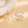 Silver Needle Geometric Heart Hoop Earrings - Retro & High-End Style for a Bold Look