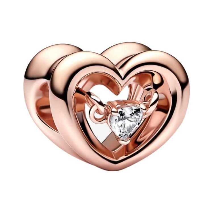 Pandora Radiant Heart Connection Charm Women Jewelry Accessories Rose-Gold 782493C01 Rose Gold,F