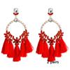 Women's Earring Exaggerated Flowers with Diamonds Tassel Acrylic Earrings Bohemian Temperament Female Earrings