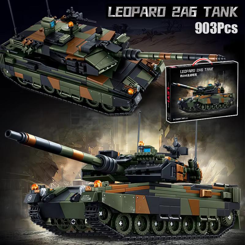 Military MOC Leopard 2A6 Army Main Battle Tank Building Blocks With Soldiers Tank Model Bricks Toy Gifts