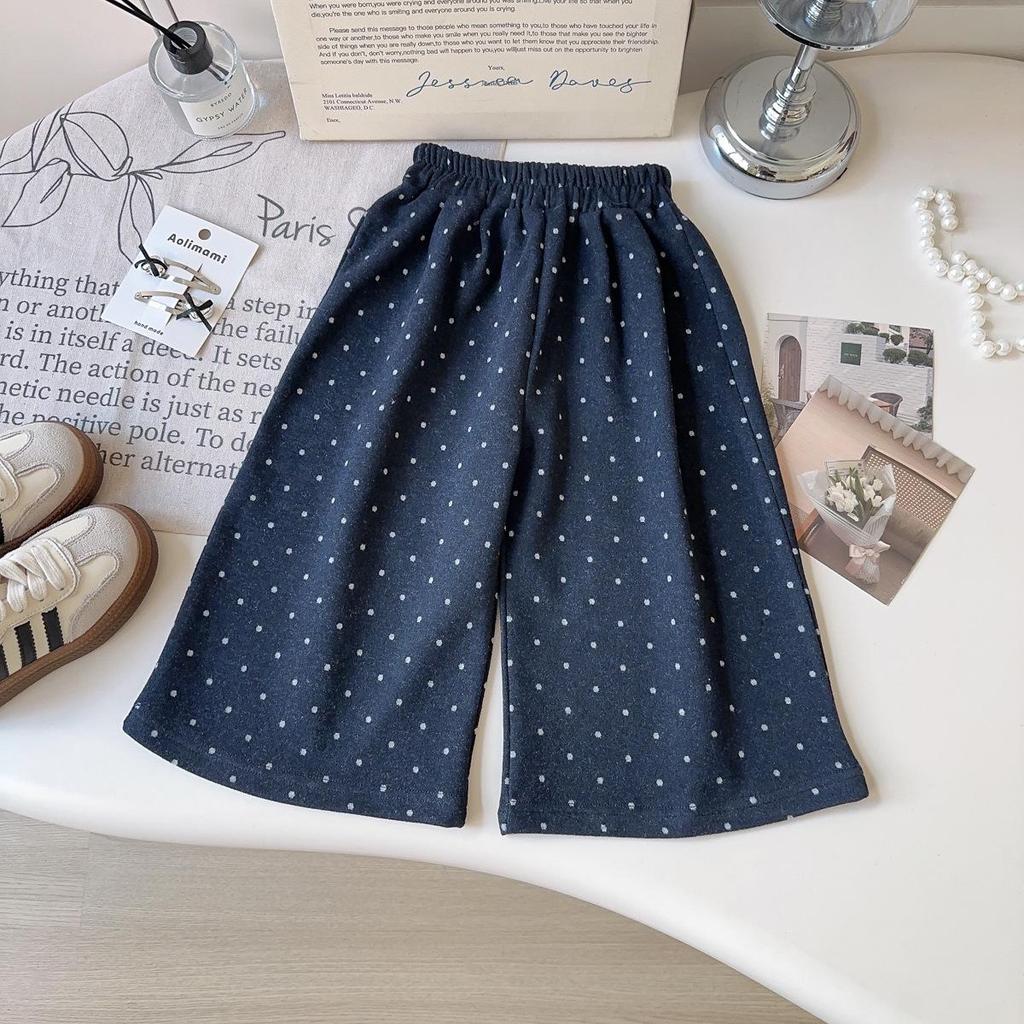 Dziewczęcy zestaw kamizelki i spodni w kropki - Modny dwuczęściowy zestaw na jesień i wiosnę (AQB086)