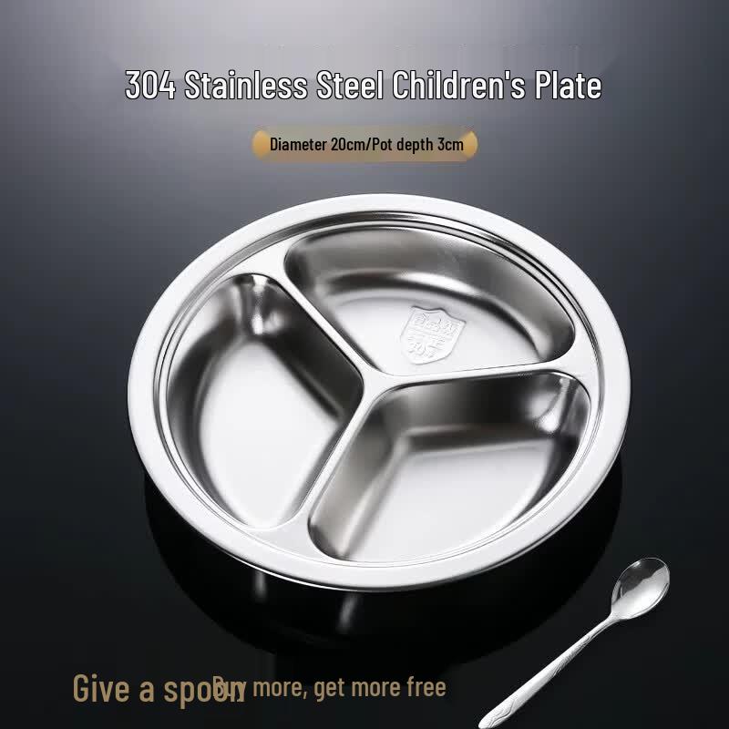 304 Stainless Steel Kids  Divided Meal Plate