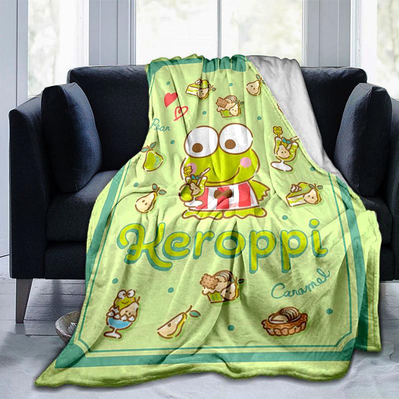 1pc Keroppi's Sweet Adventure Blanket, Soft and Warm Home Decorative Throw Blanket for All Seasons, Living Room, Travel, Camping, Car Blankets, Beach,