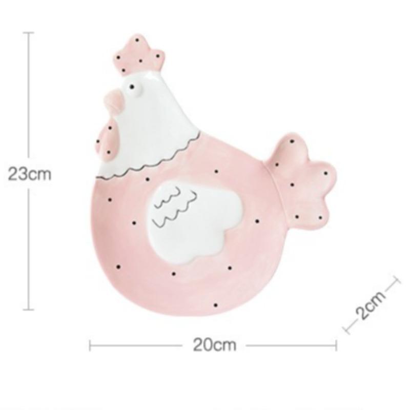 

1Pcs Ceramic Dessert Plate Lovely Pink Hen Shape Cake Dish for Candy Cookies Biscuit Fruit Home Storage Breakfast Buffet Kitchen