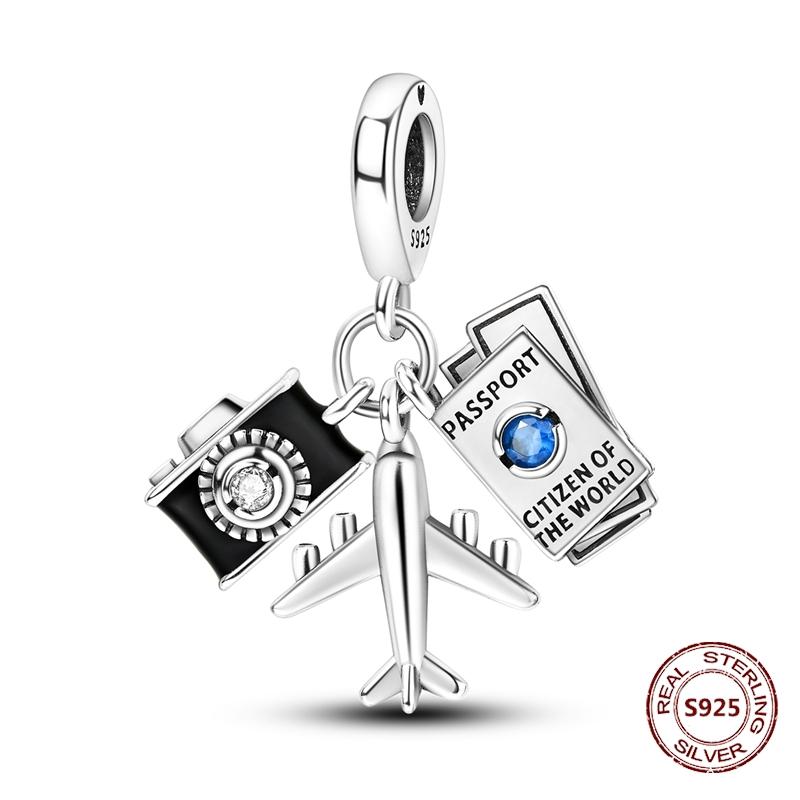 copper Travel Suitcase Motorcycle Car Bicycle Charm Bead Charms Pendents Compatible With Authentic Bracelets Fine Do It Yourself Birthday Jewellery Gi