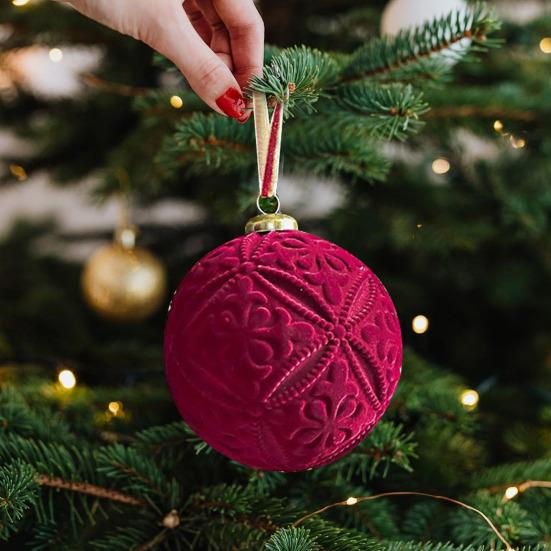 9Pcs Velvet Christmas Ball Ornaments Retro Shatterproof Baubles Elegant Winter Holiday Decorations for Home Indoor Outdoor Celebration