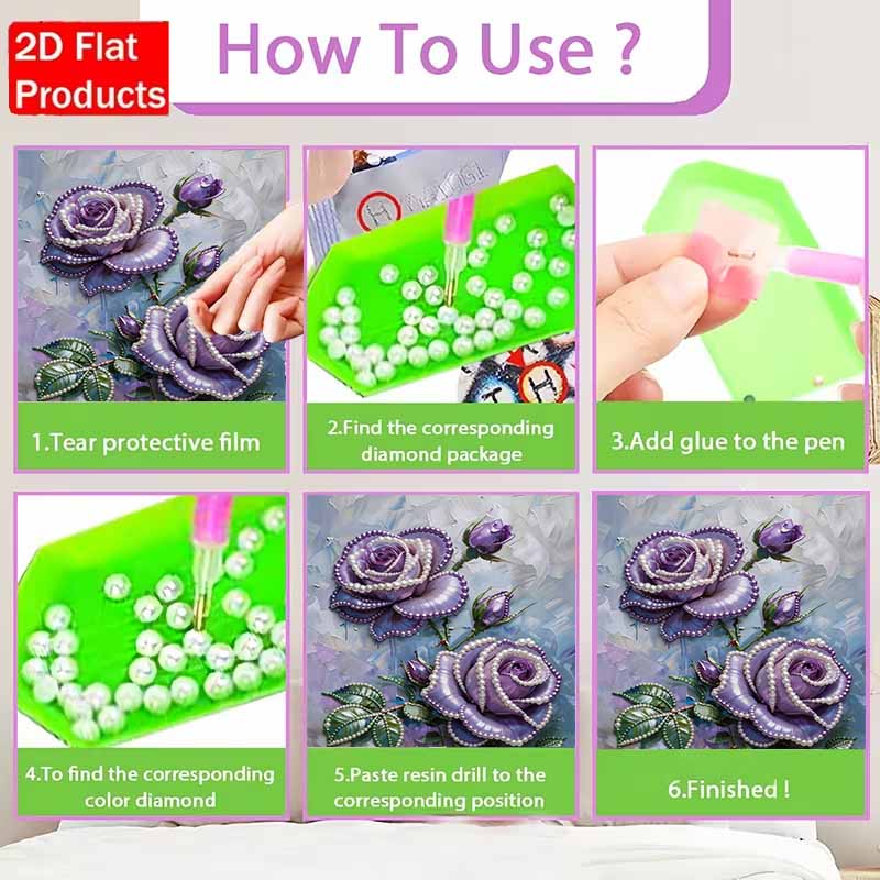 DIY Purple Rose Pearl Diamond Art Kits Without Frame 30x40cm Gem Art Diamond Painting Kits for Adults/Beginners Gift Idea Home Wall Decor