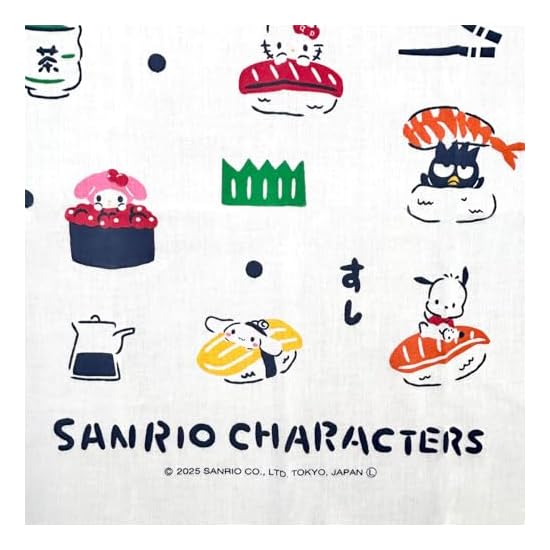 Nomura Towel Sanrio Characters Made In Japan Japanese Pattern Tenugui Sushi Cinnamoroll 34×90cm 100%
