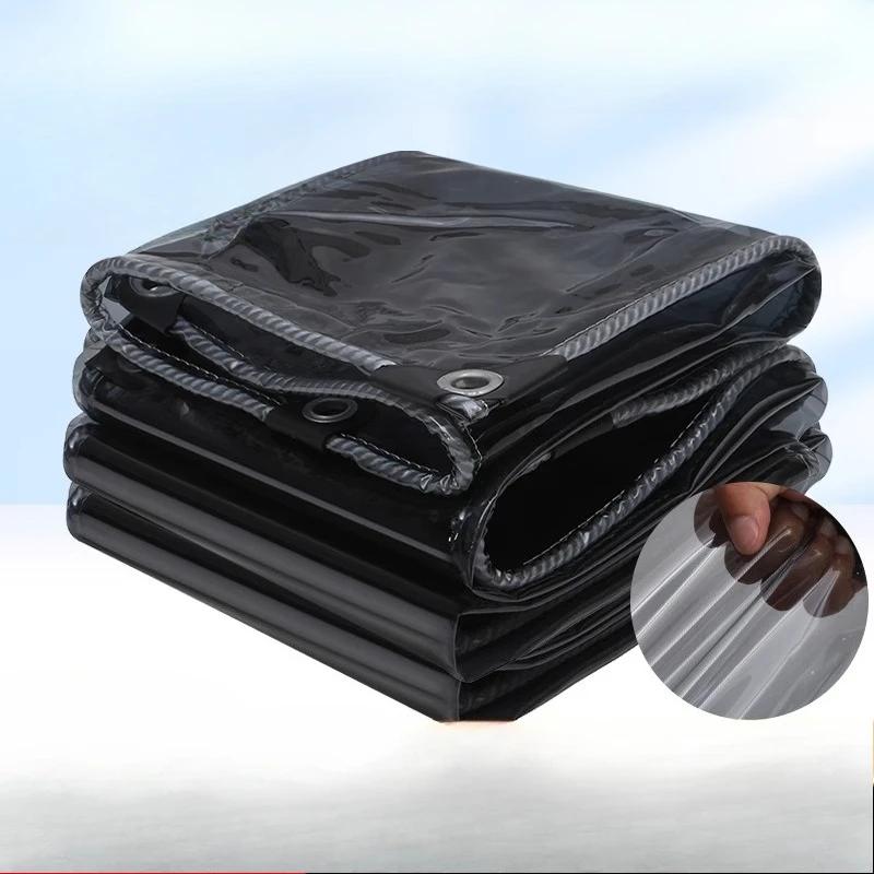 Black PVC Soft Glass Film Shade Sails Thicken Waterproof Dustproof Semi Blackout Rain Cover Balcony Rainproof Sunshade Tarpaulin