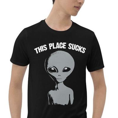 Grauer Alien Roswell Dieser Ort ist scheiße Kurzarm Unisex T-Shirt