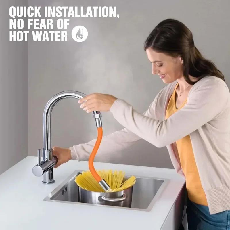 1pc Water Faut Extension Pipe Universal Flexible Extended Water Pipe Anti-Splash Extension Pipe