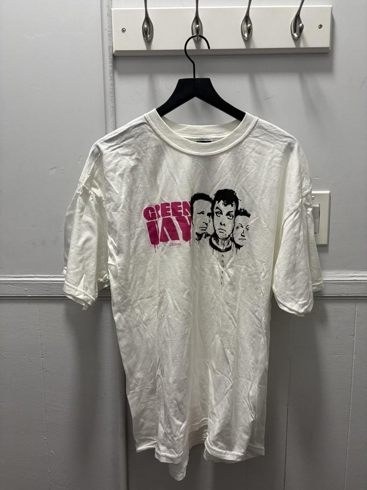 Vintage Green Day Shirt Mens XL White Band Graphic Cinder Block 2002 2000s Unisex T-Shirt M