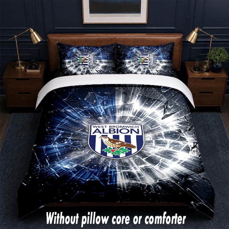 West Bromwich Albion Football Design Set Biancheria da Letto 1 Copripiumino + 2 Federe Morbido Traspirante Biancheria da Letto per la Casa