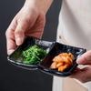 Japanese Ceramic Double-Compartment Dish for Dipping Sauces and Seasonings